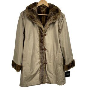 NEW Tally-Ho Outerwear Reversible Faux Fur Mink Coat Womens PS Winter